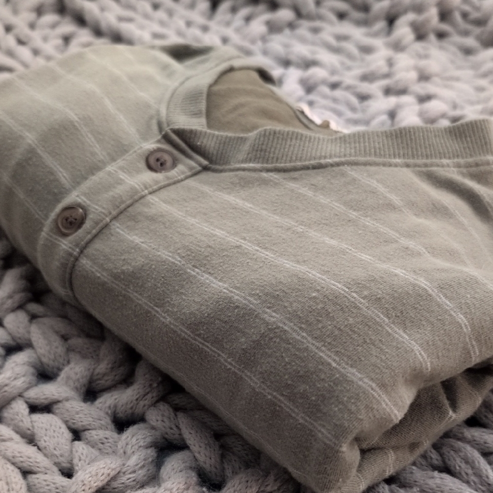 Marine Layer Sage Striped Long Sleeve Henley